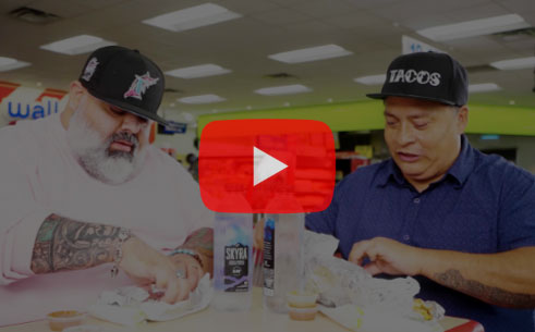 Customers eating with Mando Rayo in Laredo Taco Company 1